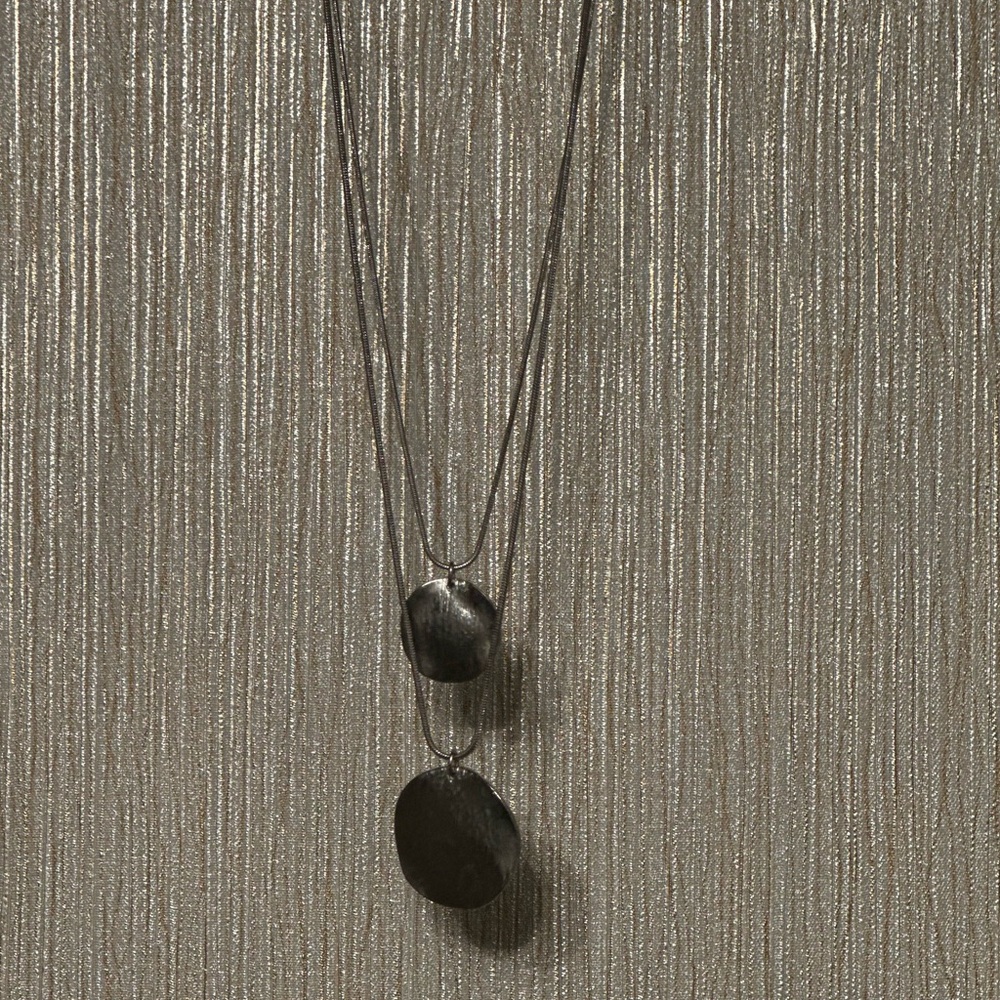 Multi-Layered Silver Necklace with Circular Pendants